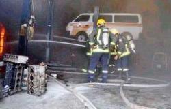 6 فرق إطفاء تخمد حريقاً في ورشة إصلاح سيارات