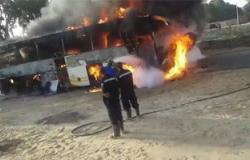 مجهولون يحرقون 4 أتوبيسات بمنطقة "أرض المولد" فى الشرقية