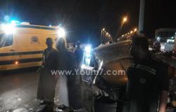 إصابة 4 أشخاص جراء حادث تصادم بين سيارتين فى كفر الشيخ