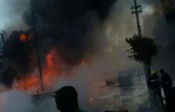 السيطرة على حريق مقطورة محملة بالبنزين وتلفيات بـ 6 سيارات فى الإسكندرية