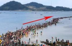 بالفيديو | معجزة غريبة تحدث في كوريا ، وهي انشقاق البحر ،لن تتخيل ما ستراه في الفيديو
